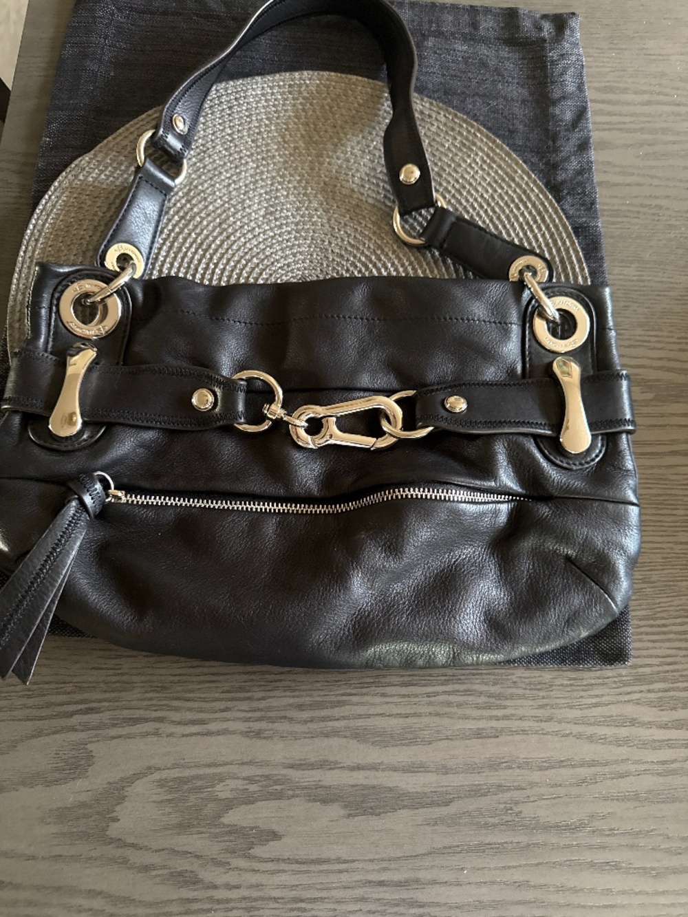 JB. Makowsky Vintage Leather Belted Hobo Bag
